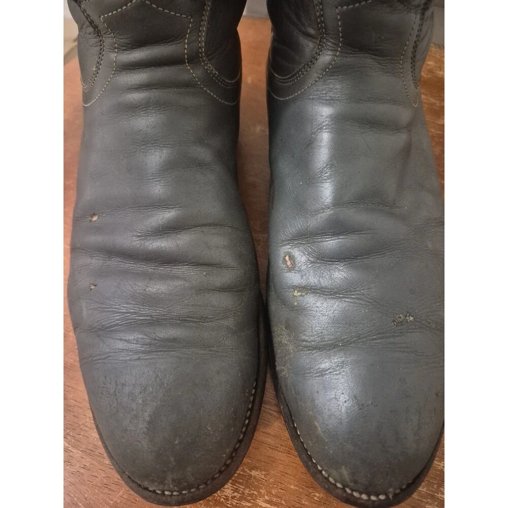 Justin Roper Leather Boots Size 9.5D 3025 Grey Western Cowboy USA
